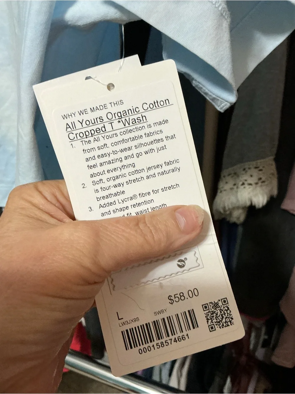 NWT Lululemon All Yours Organic Cotton Cropped T-Shirt Wash Blue - Picture 5 of 7